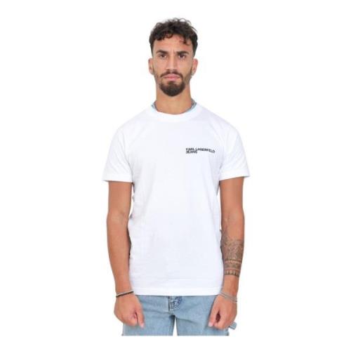 Hvid T-shirt med Logo Print