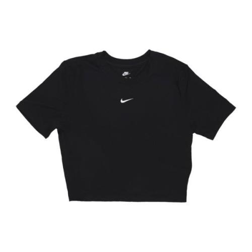 Essential Slim-fit Crop Tee Sort/Hvid