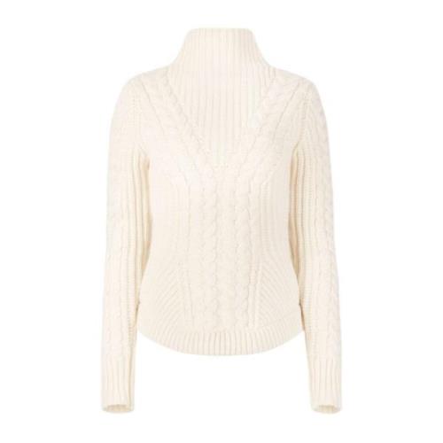 Twisted Wool Turtleneck Sweater i Beige