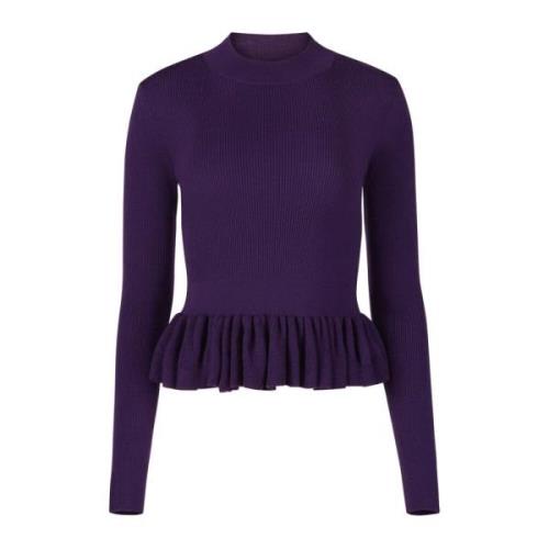 Ruffle Peplum Sweater i Lilla