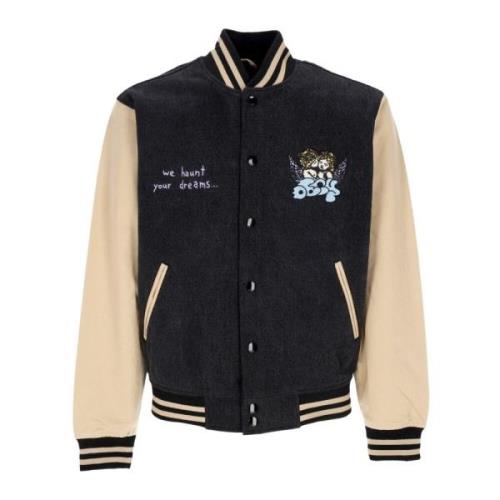 Denim Varsity Jakke Letvægts College Stil