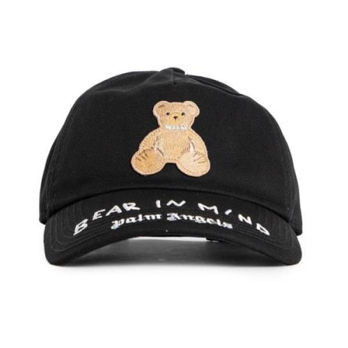 Broderet Bear Cap Sort Brun