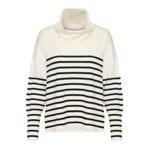 Stribet Cowlneck Pullover Sweater Ice