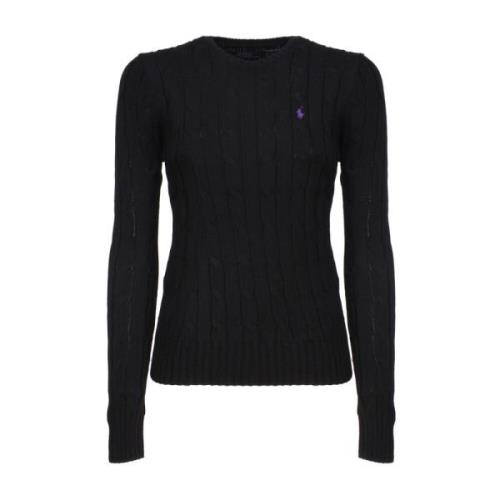 Sort Sweater med Logo Broderi