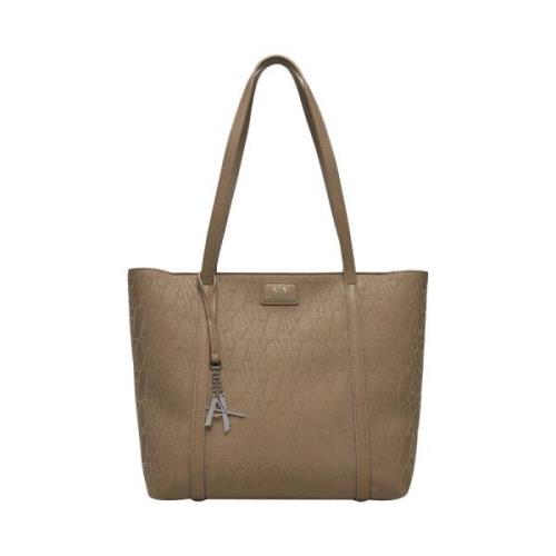 Beige Shopper Taske Elegant Metal Detaljer