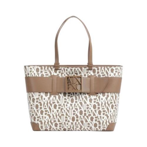 Beige Minimalistisk Shopper Taske