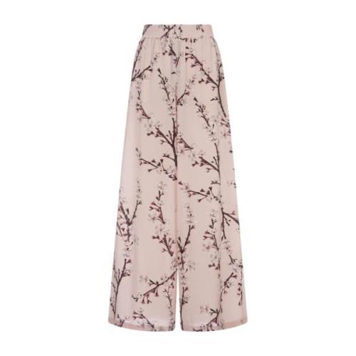 Pink Blomstret Wide-Leg Bukser