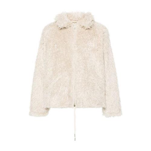 Faux Shearling Logo Patch Jakke