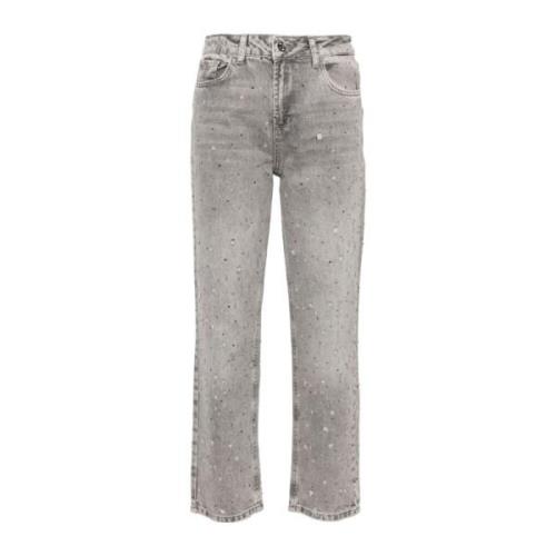 Grå Denim Jeans Distressed Finish