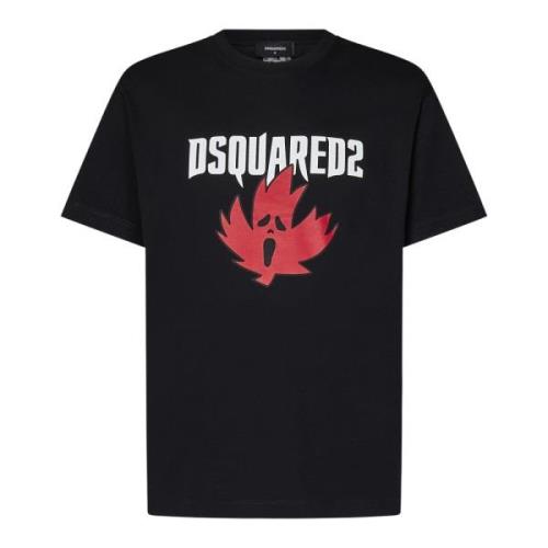 Sort T-shirt med Ghost Maple Leaf Print