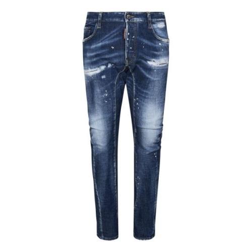 Blå Slim Fit Biker Jeans