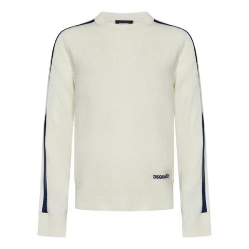 Stribet uldblandet rundhals sweater