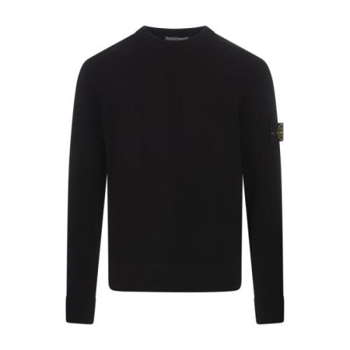 Sort Crew-Neck Uld Sweater