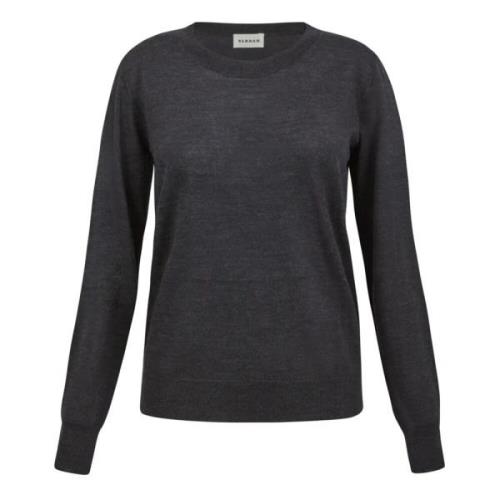 Grå Crewneck Sweater Ribbed Hems