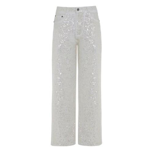 Pailletapplikation Hvide Jeans