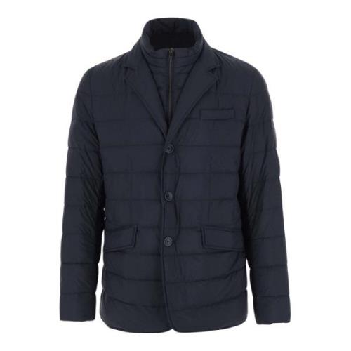 Navy Goose Down Jacket High Collar