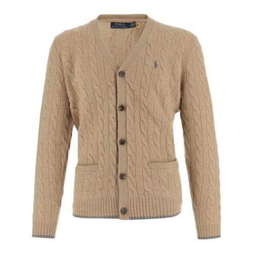 Uld Kashmir V-Hals Cardigan Beige