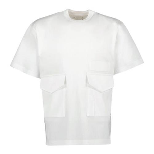 Hvid Bomuld Lomme T-shirt