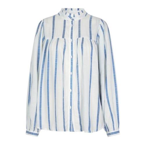 Elegant Blue Stripe Skjortebluse