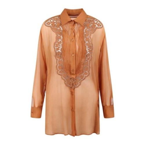 Silke Georgette Bluse med Blonder