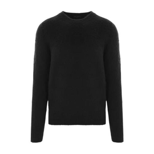 Sort Sweater med Ribbede Detaljer