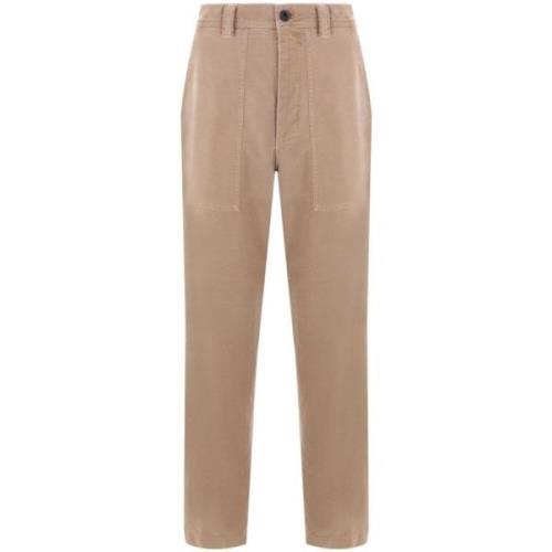 Mørk Beige Stretch Bomuld Bukser