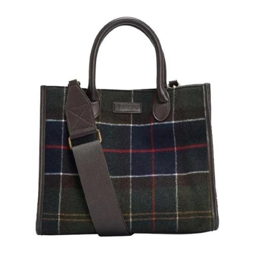 Tartan Shopper Taske med Aftagelig Strop