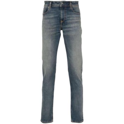 Blå Stonewashed Skinny Cut Denim Jeans