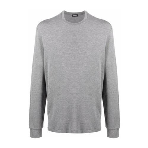 Grå Langærmet Ribbed Hem Sweater