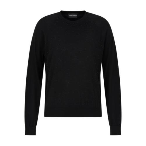 Sort Finstrikket Crew Neck Sweater