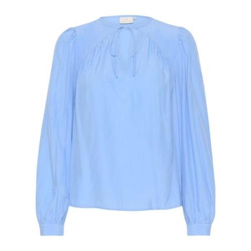 Feminin V-hals Bluse Vista Blue