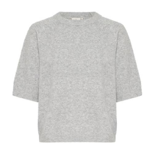 Grå Melange Strik Pullover Sweater