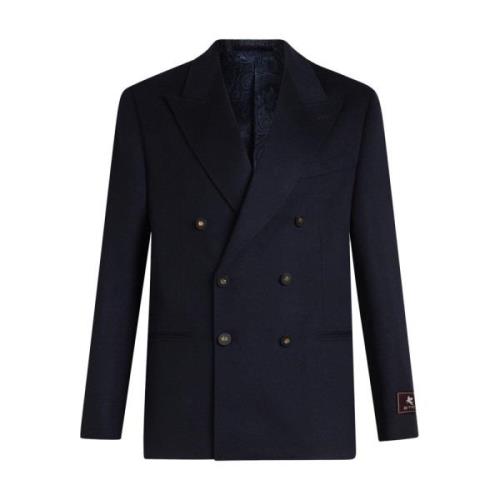 Marineblå Cashmere Dobbeltbrystet Blazer