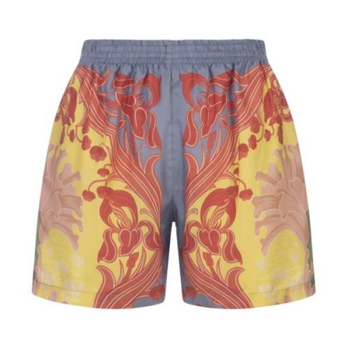 Multifarvet Sommer Print Silke Shorts