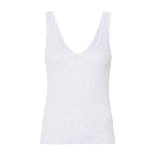 Sølv Ribbet Bomuld Tank Top