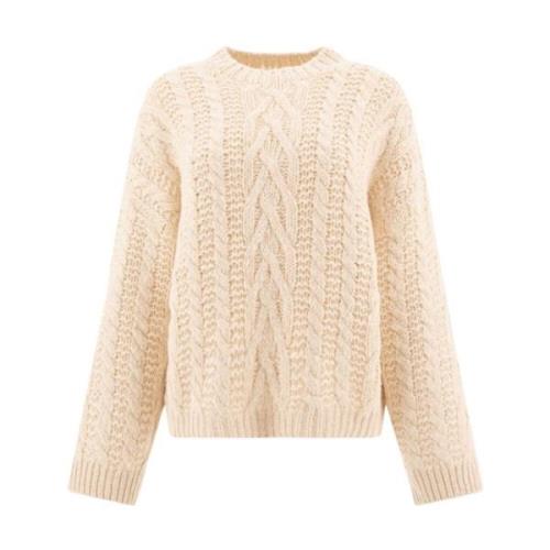 Ivory Uld Cashmere Kabelstrik Sweater