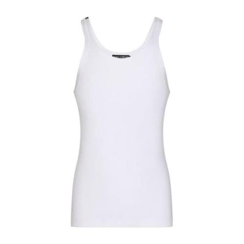 Ribbet Tank Top Hvid