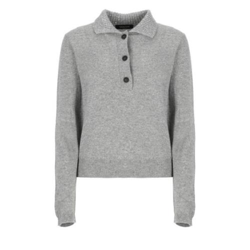 Grå Paillet Krave Uld Sweater