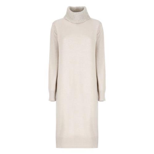 Beige Uld Cashmere Silke Kjole Paillet