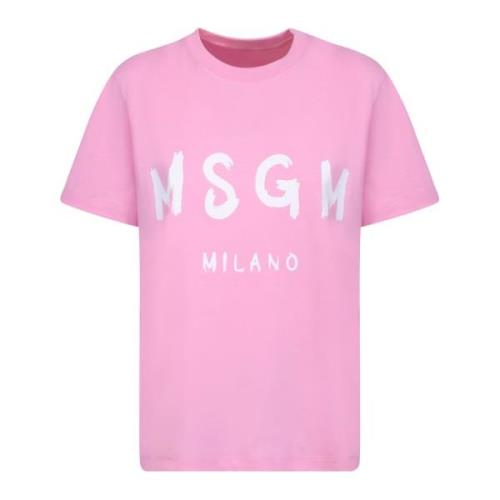 Pink White Logo T-Shirt Rundhals Korte Ærmer