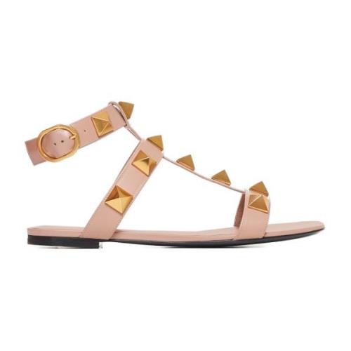 Pink Roman Stud Flade Sandaler