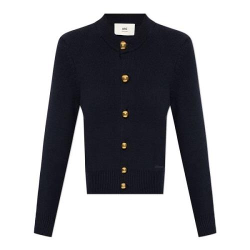 Navy Blue Cardigan Guld Knapper