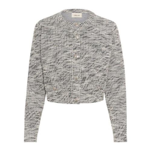 Sort Hvid Boucle Cardigan Sweater