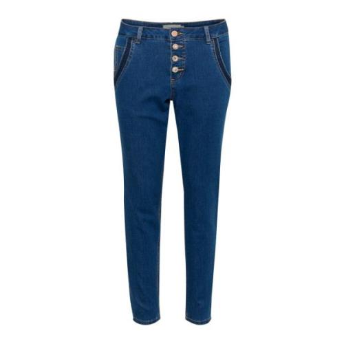 Slim-Fit Cropped Jeans med Smarte Detaljer