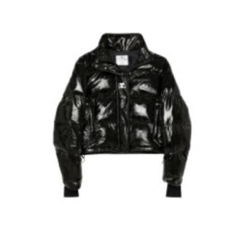 Vinyl Puffer Jacket i Sort