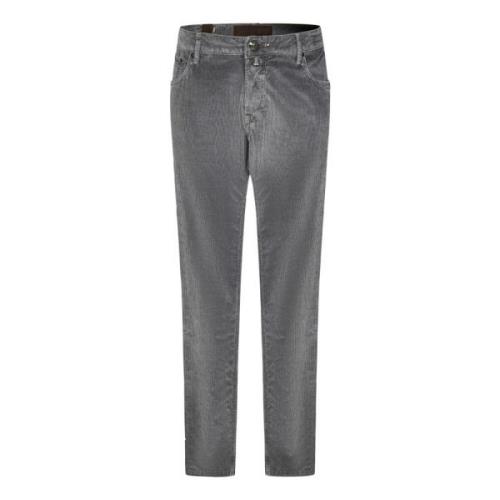 Stålfarvet Corduroy Slim-Fit Bukser