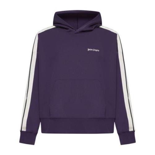 Mørk Lilla Track Hoodie med Off-White Striber