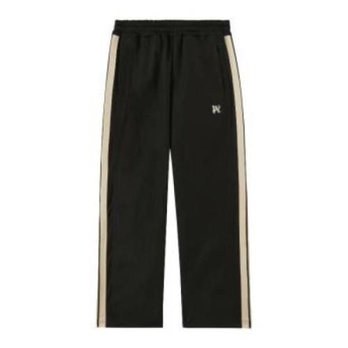 Sort Monogram-Embroderede Track Pants med Stribedetaljer