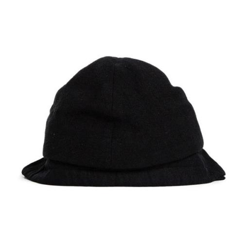 Sort Cashmere Linned Twill Rund Hat