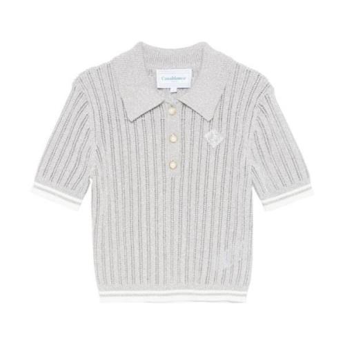 Sølv Metallic Polo Skjorte